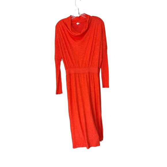 Anthropologie Daily Practice Orange Draped Soft Cowl Neck Midi Dress Size XS - Picture 3 of 13